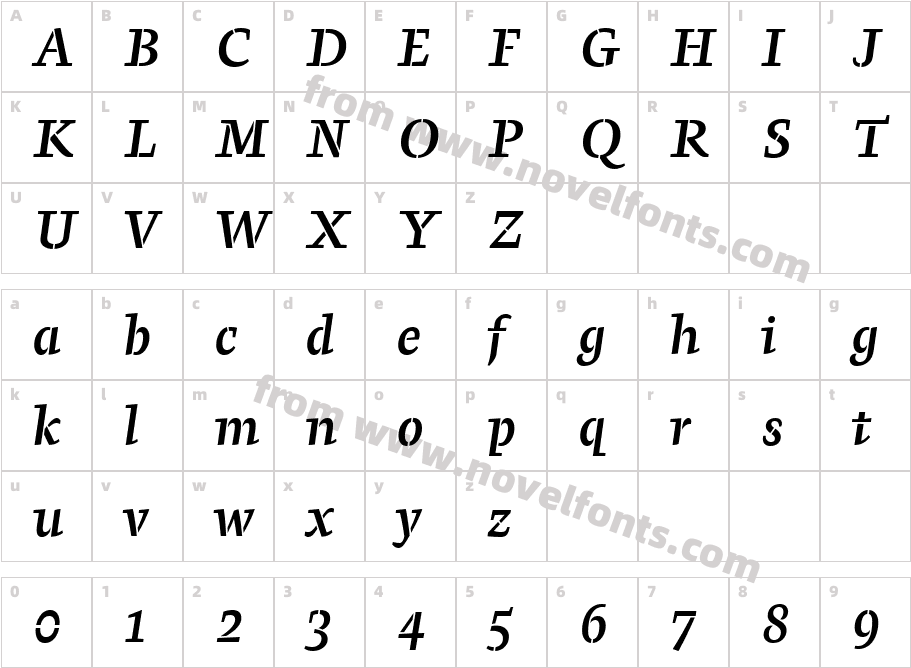 Pepone Stencil Book Bold ItalicCharacter Map