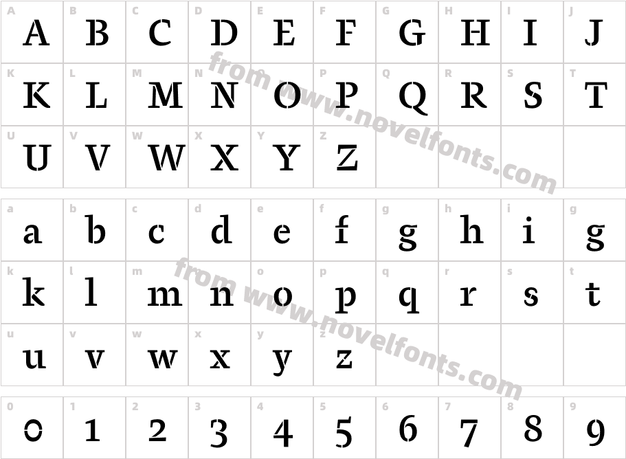Pepone Stencil Book BoldCharacter Map
