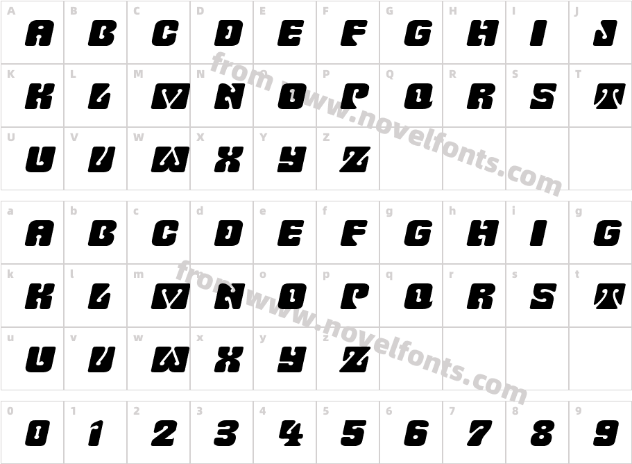 Keyhole-Extended ItalicCharacter Map