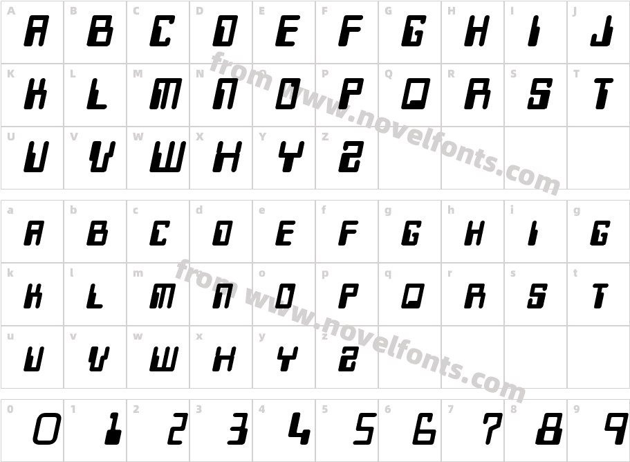 Keys Heavy ItalicCharacter Map