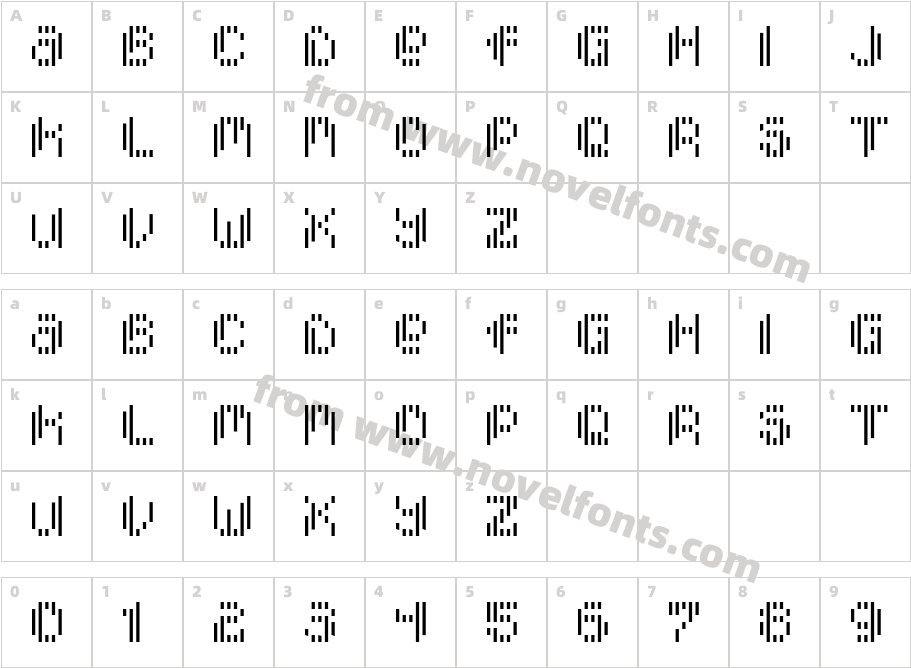 Pixcel Vertical ScanCharacter Map