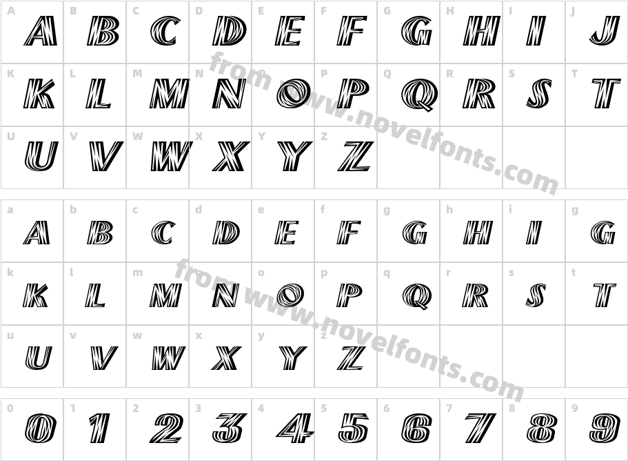 Plank Extended ItalicCharacter Map