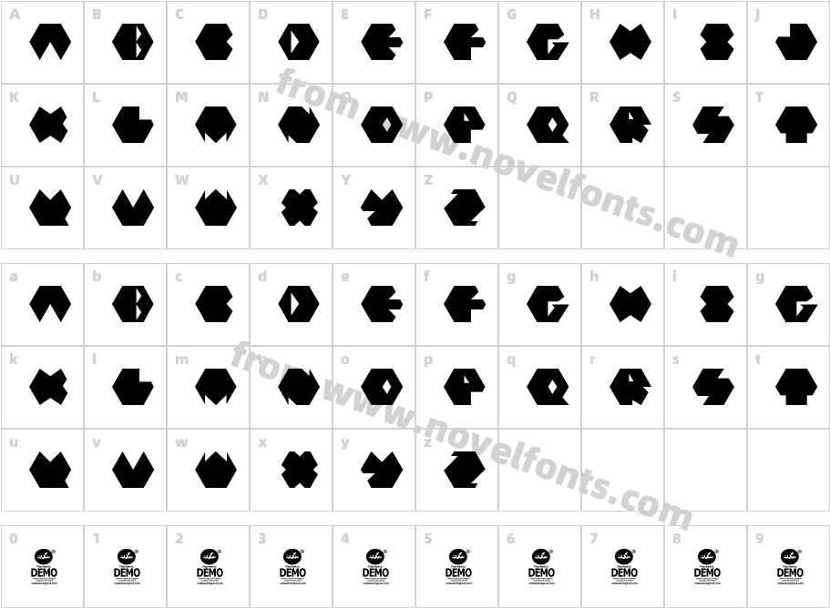 Poly Font BlackCharacter Map