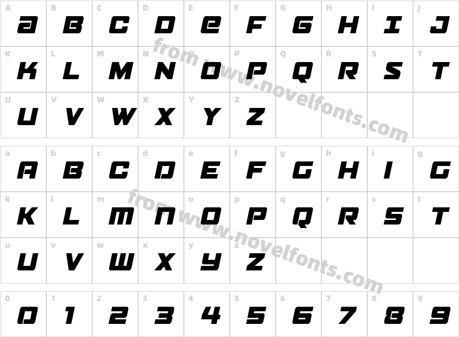 Power Broker Condensed ItalicCharacter Map