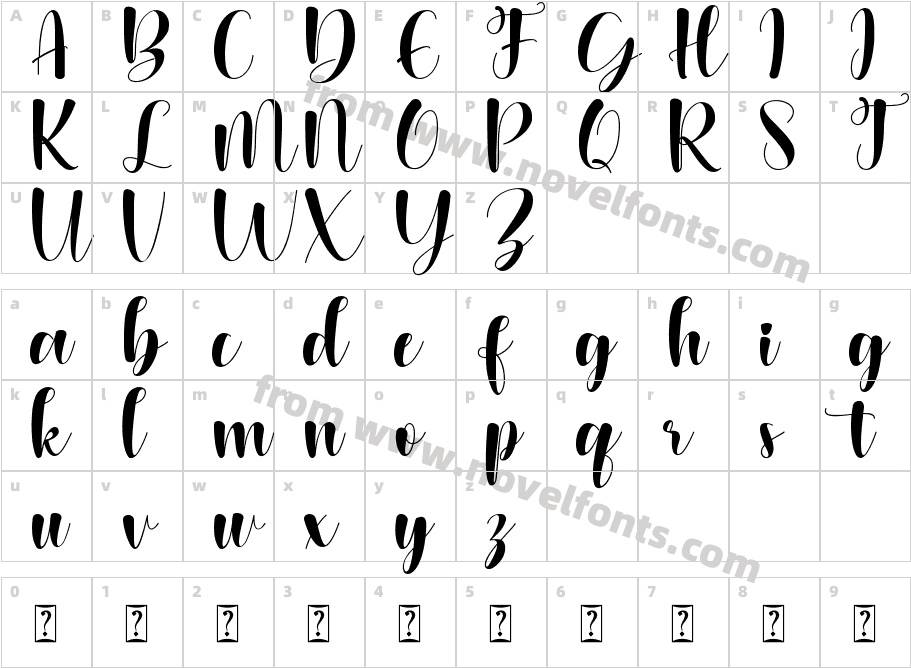 Pretty Valentine ScriptCharacter Map