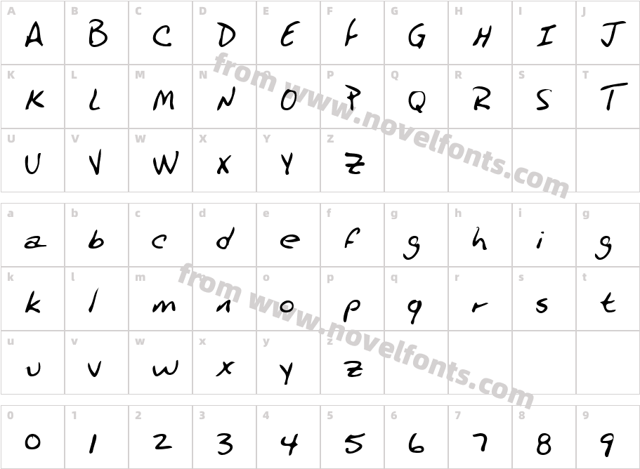 Princes Hand RegularCharacter Map