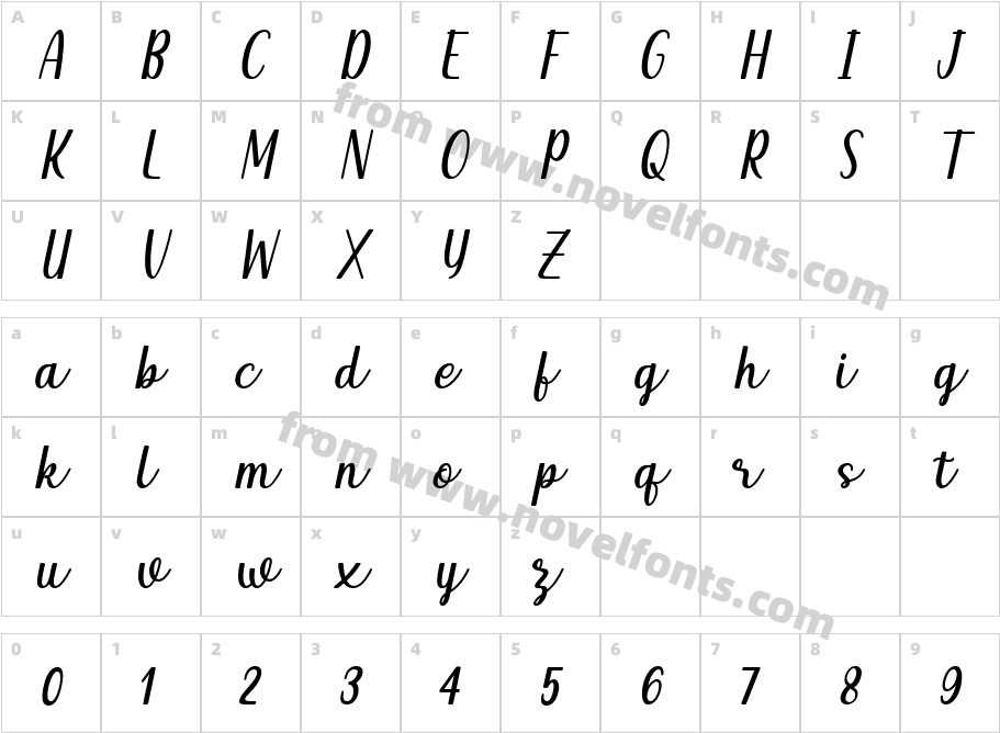 Qeiza ItalicCharacter Map