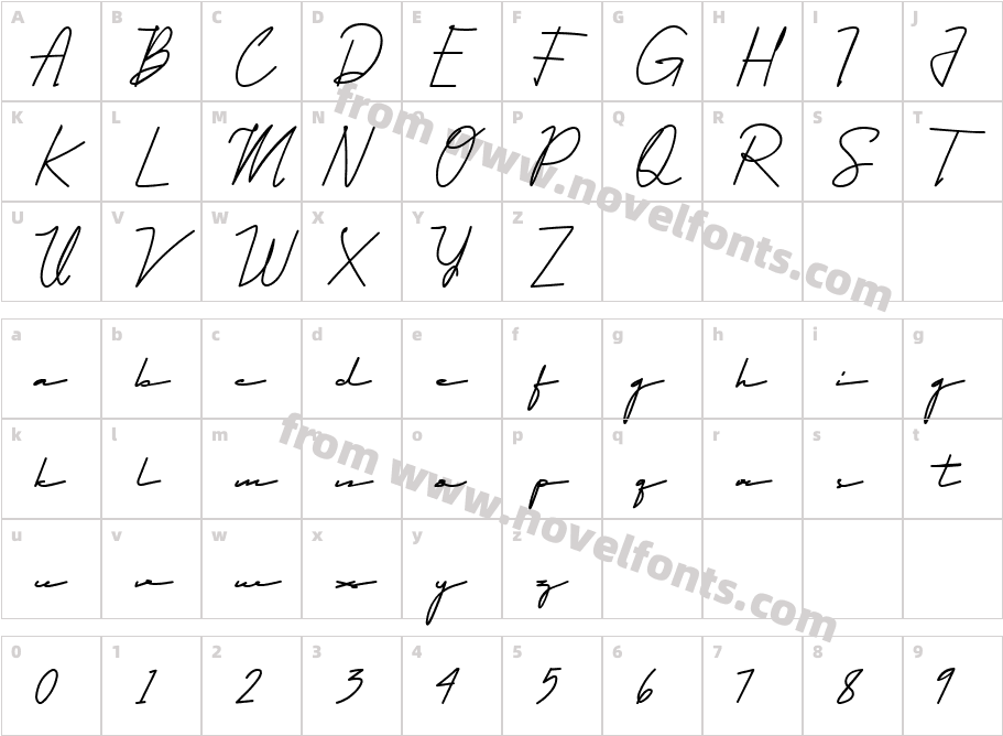 Qhueeny Signature RegularCharacter Map