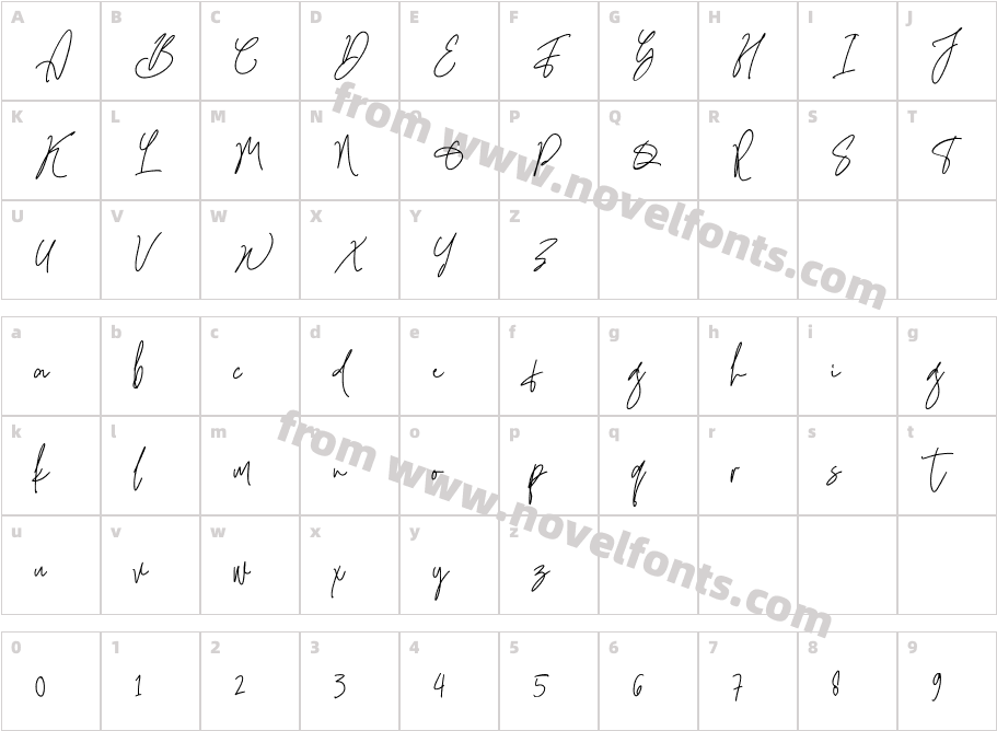 Qinderia Signature RegularCharacter Map