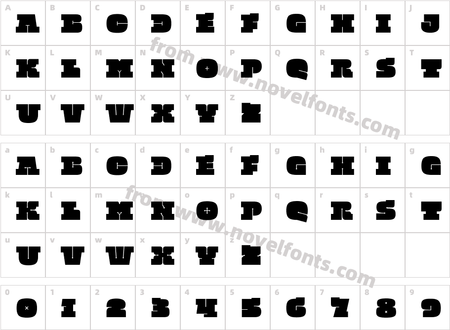 Quadratish Serif BlackCharacter Map