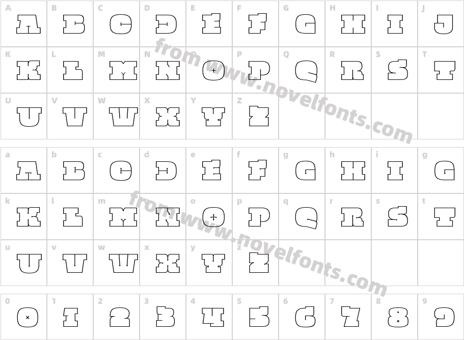 Quadratish Serif Regular 2Character Map