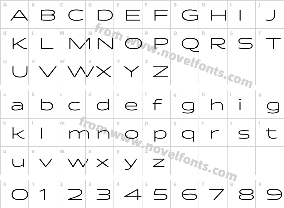 Quantum Latin LightCharacter Map