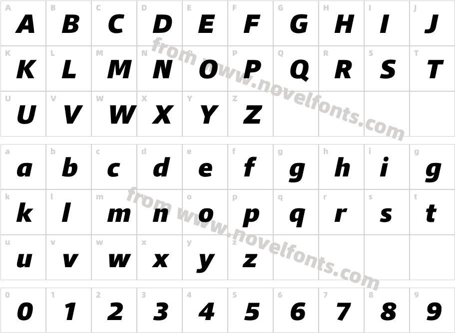Qubo Black ItalicCharacter Map
