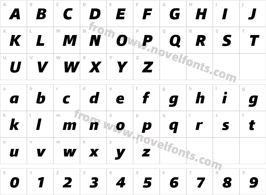 Qubo Black ItalicCharacter Map