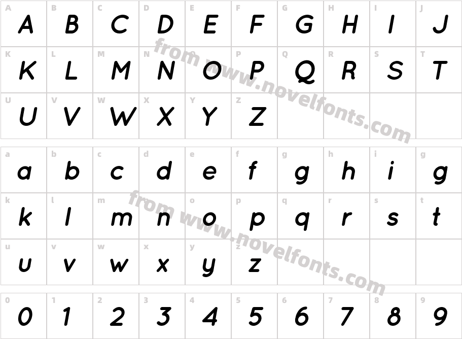 Quicksand Bold ItalicCharacter Map