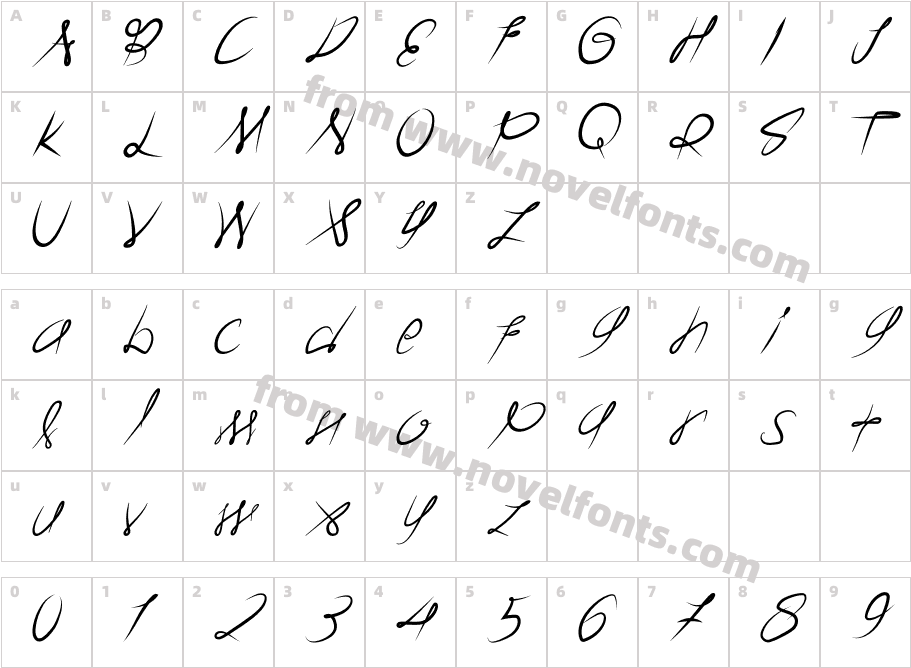 Raina Husna ItalicCharacter Map