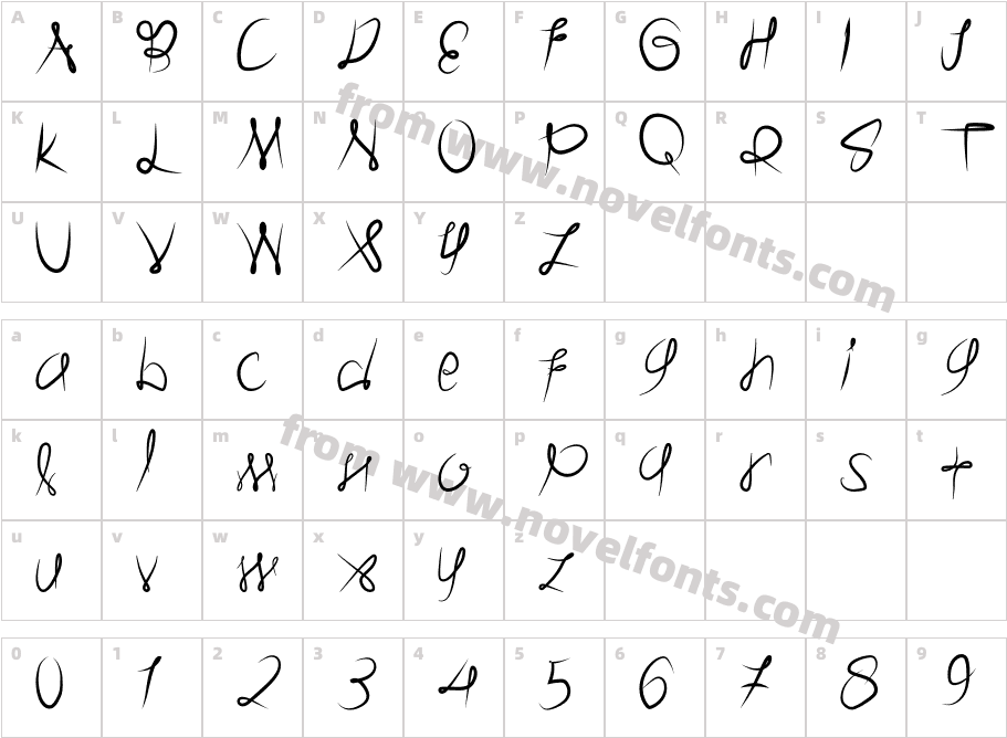 Raina Husna RegularCharacter Map