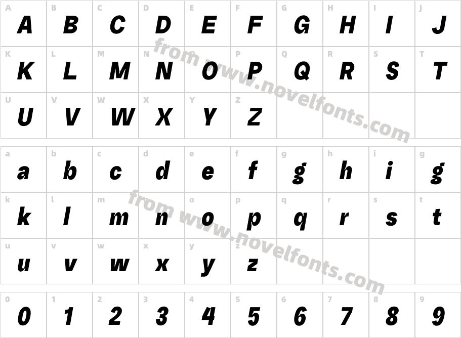 Random Grotesque Slim Black ItalicCharacter Map