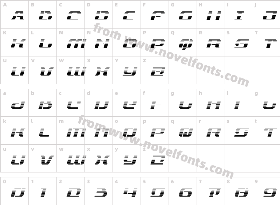 Range Paladin Gradient ItalicCharacter Map