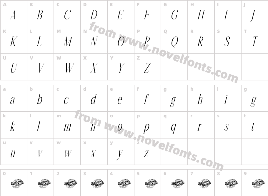 Rastofi DEMO VERSION ItalicCharacter Map