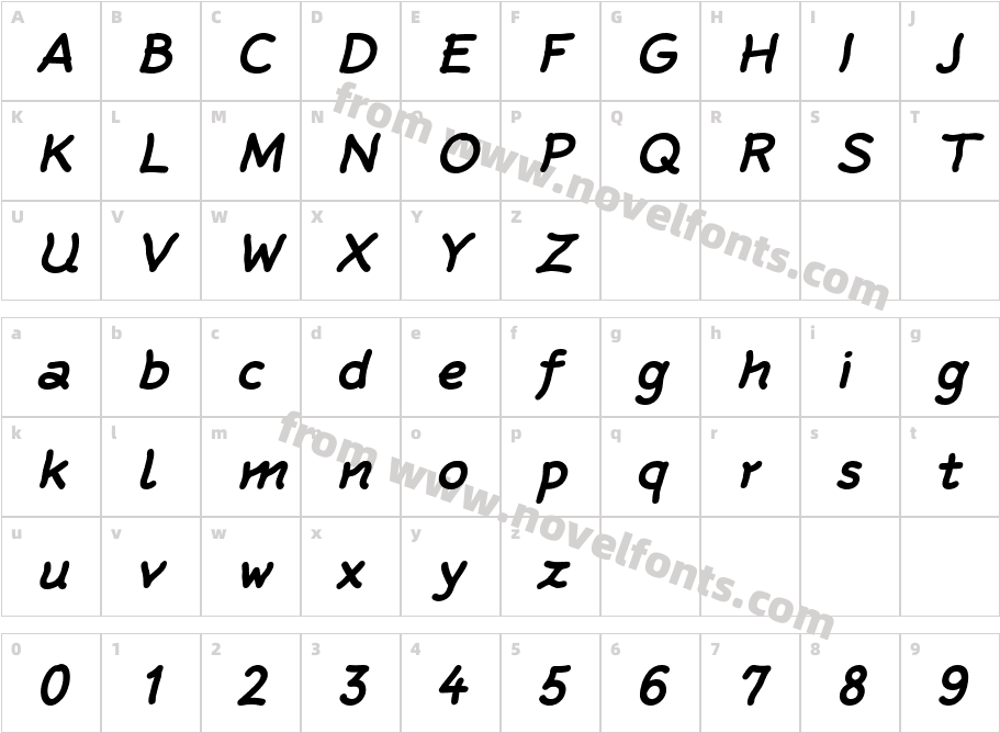 Rattlescript Bold Oblique TfCharacter Map