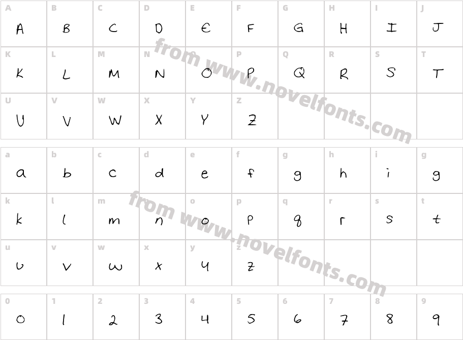 Rebeccas HandwritingCharacter Map