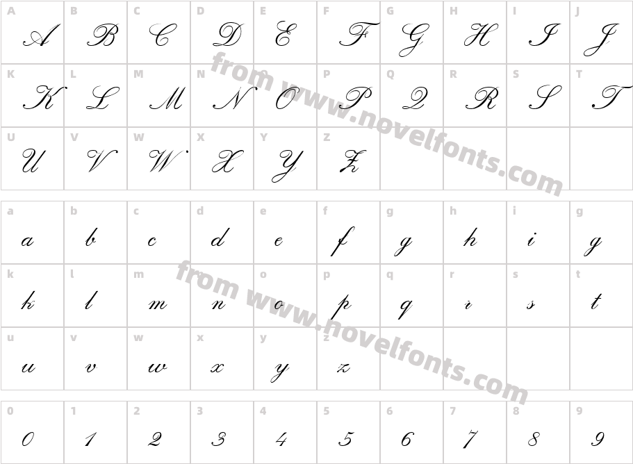 Regency ScriptFLFCharacter Map