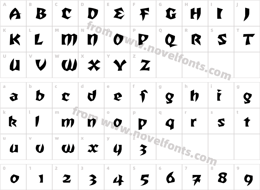 Remus Extended RegularSWFTECharacter Map