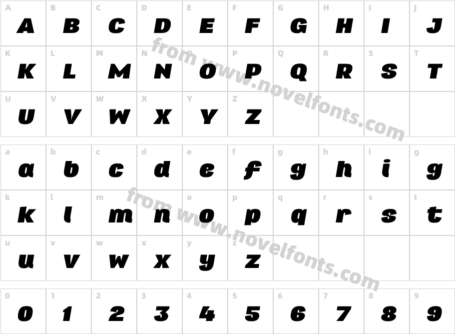 Republica 4F Wide Black ItalicCharacter Map