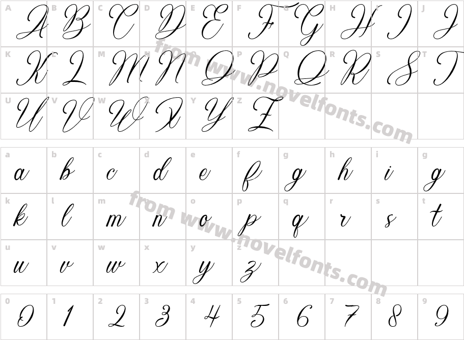 Resillia ItalicCharacter Map