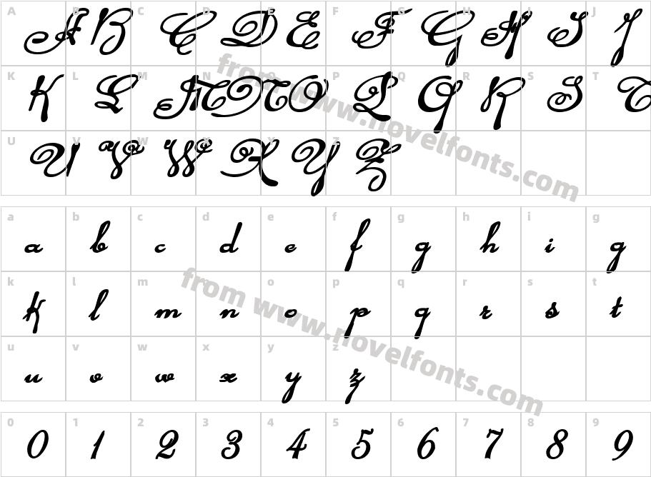Rhalina Bold Expanded ItalicCharacter Map