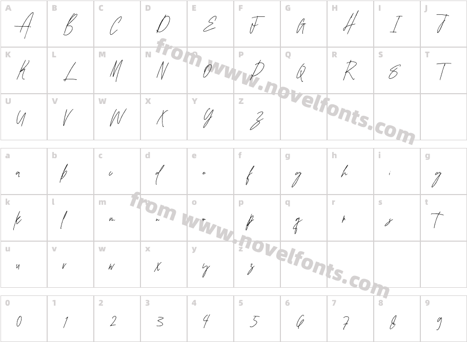 Ridgent Signature RegularCharacter Map
