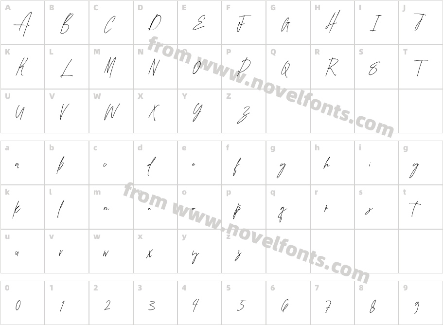 Ridgent Signature RegularCharacter Map