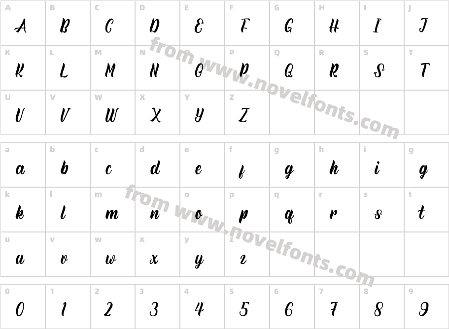 Rineghan RegularCharacter Map