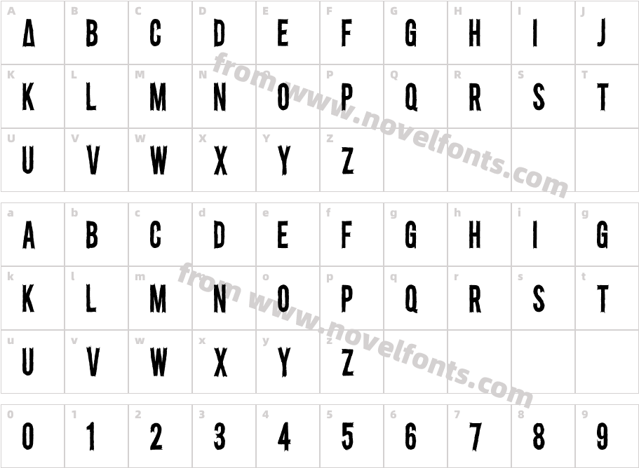 Riot Gothic CondensedCharacter Map