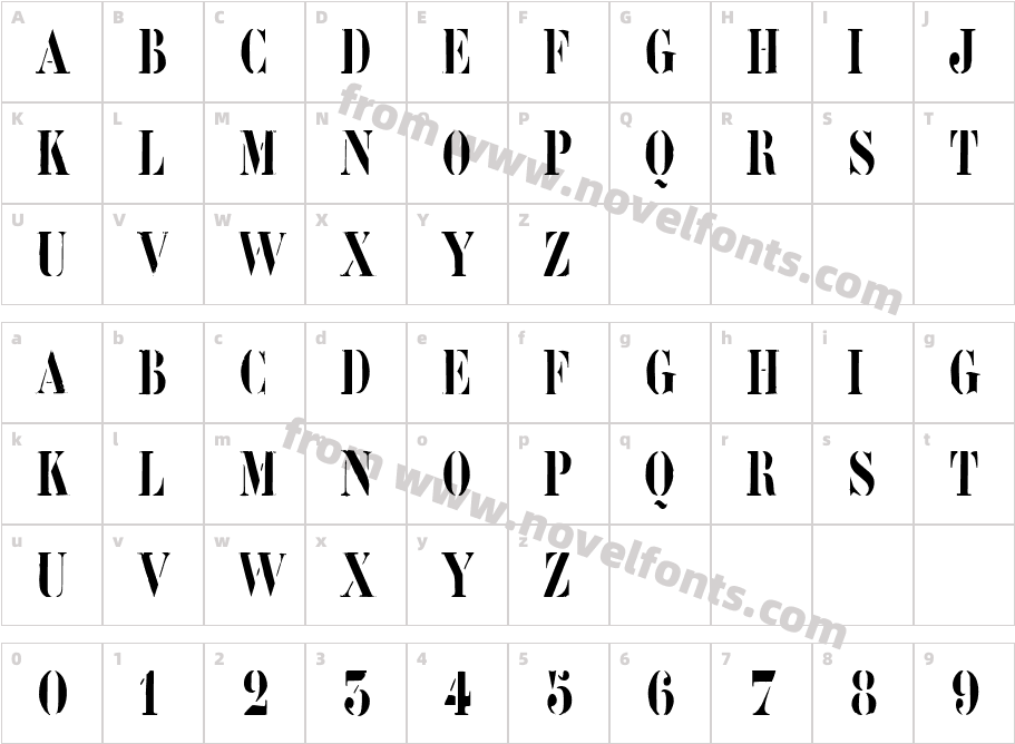 Roadcase Condensed RegularSWFTECharacter Map