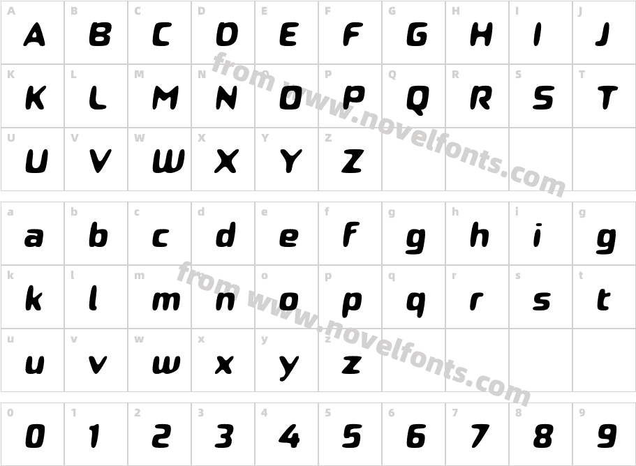Roboo 4F Bold ItalicCharacter Map