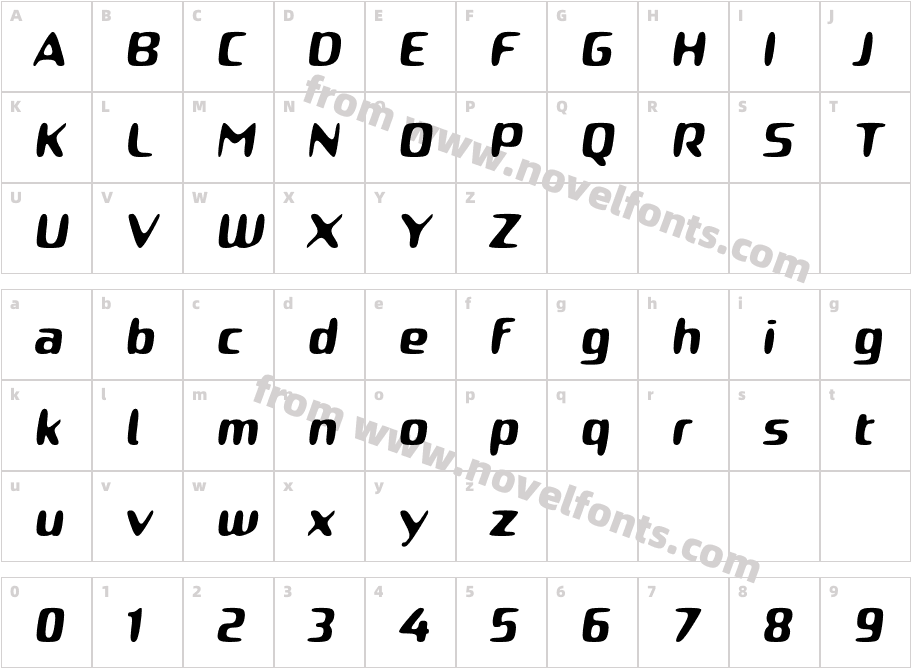 Roboo 4F ItalicCharacter Map