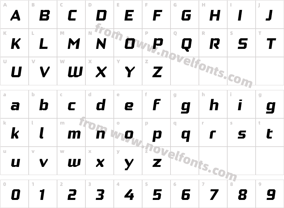 Robotesqa 4F Bold ItalicCharacter Map