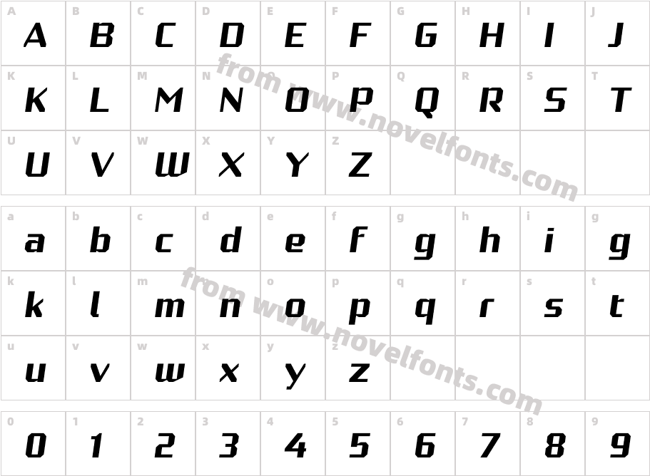 Robotesqa 4F ItalicCharacter Map