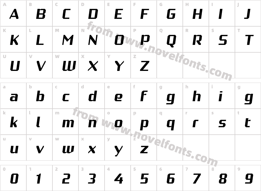 Robotesqa 4F ItalicCharacter Map