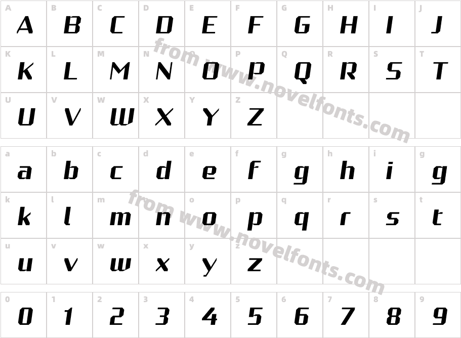 Robotesqa 4F Light ItalicCharacter Map