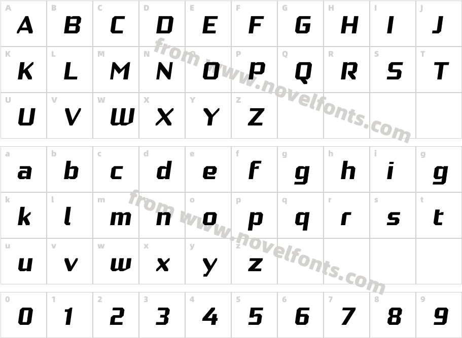 Robotesqa 4F Medium ItalicCharacter Map
