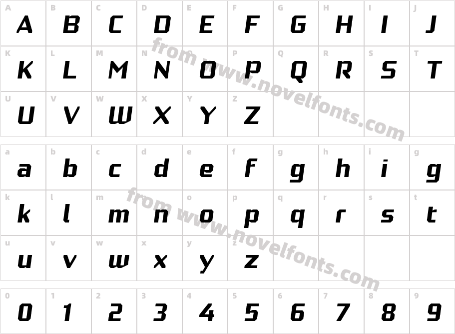 Robotesqa 4F Medium ItalicCharacter Map
