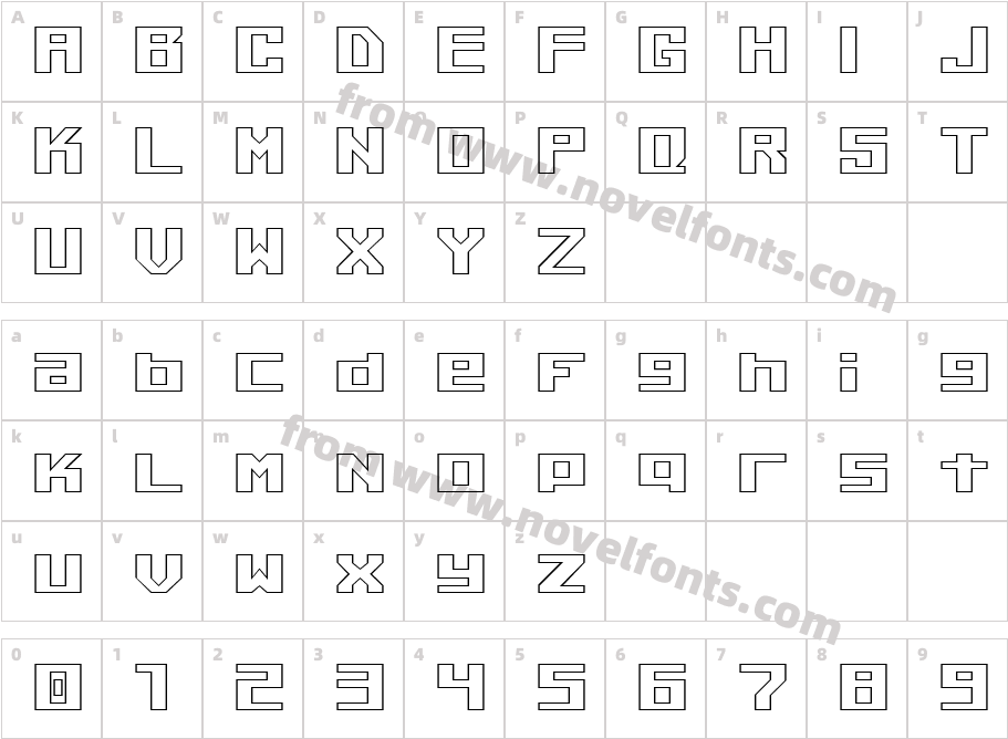 Kiloton OutlineCharacter Map