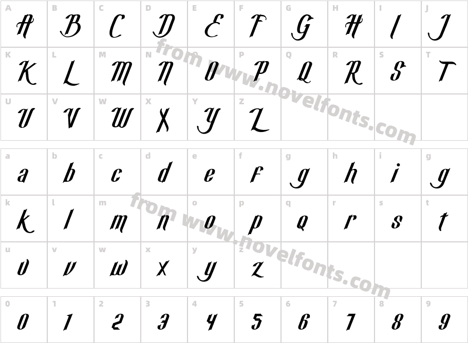 Roodies ItalicCharacter Map