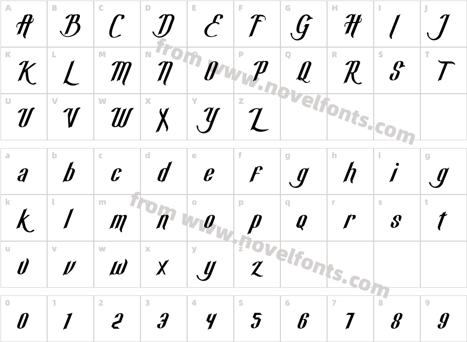 Roodies ItalicCharacter Map