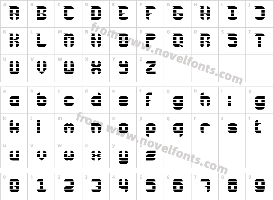 Rubber Down RegularCharacter Map