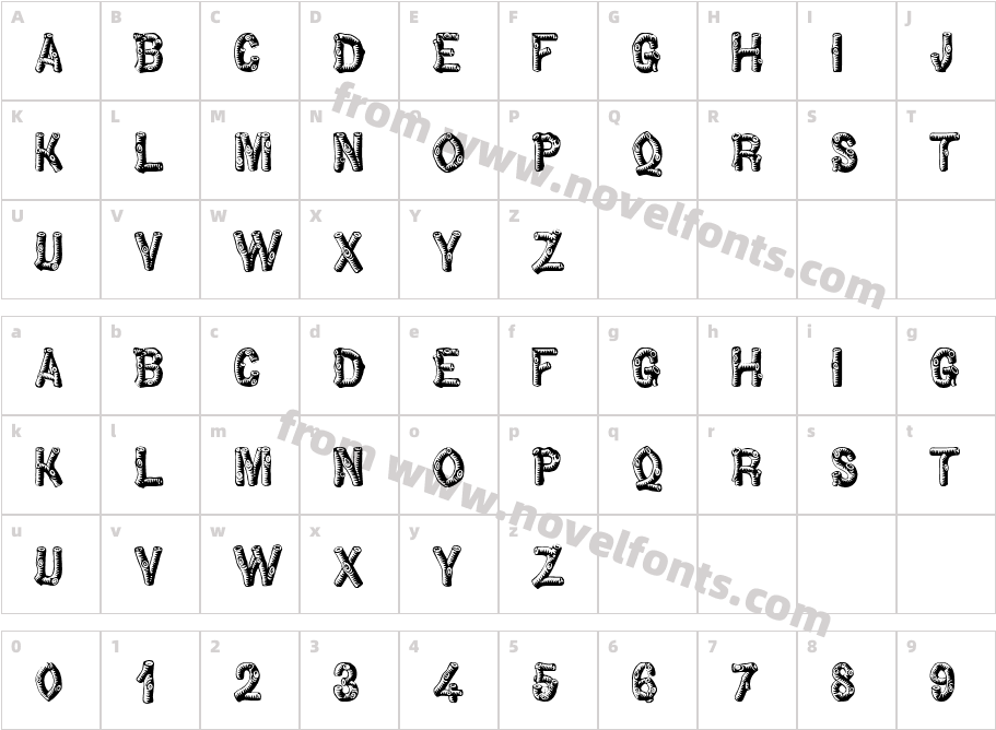 Rustic RegularCharacter Map