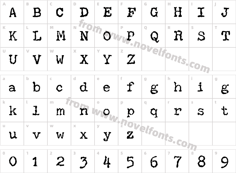 SBC Distressed TypewriterCharacter Map